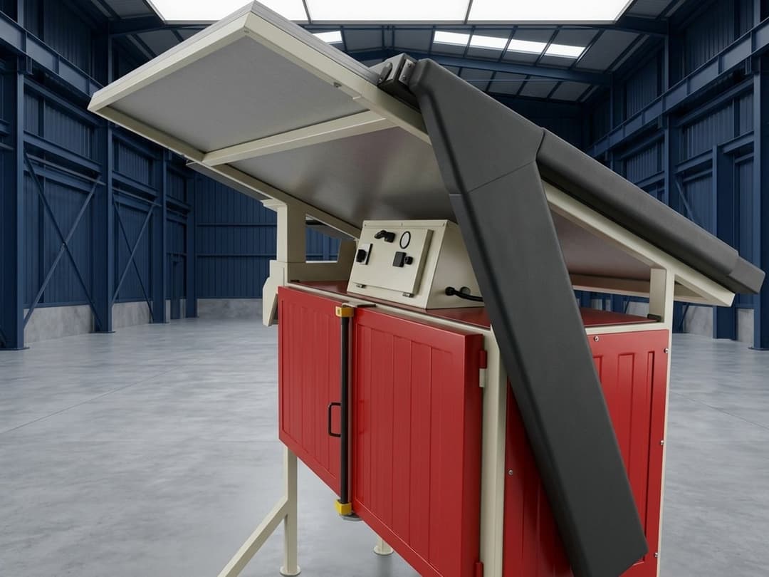 Sun + electric hybrid drying oven — compact cabin and solar collector